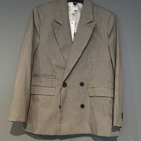 Topshop Black and White Blazer Modern Tailored Fit - Picture 3 of 7
